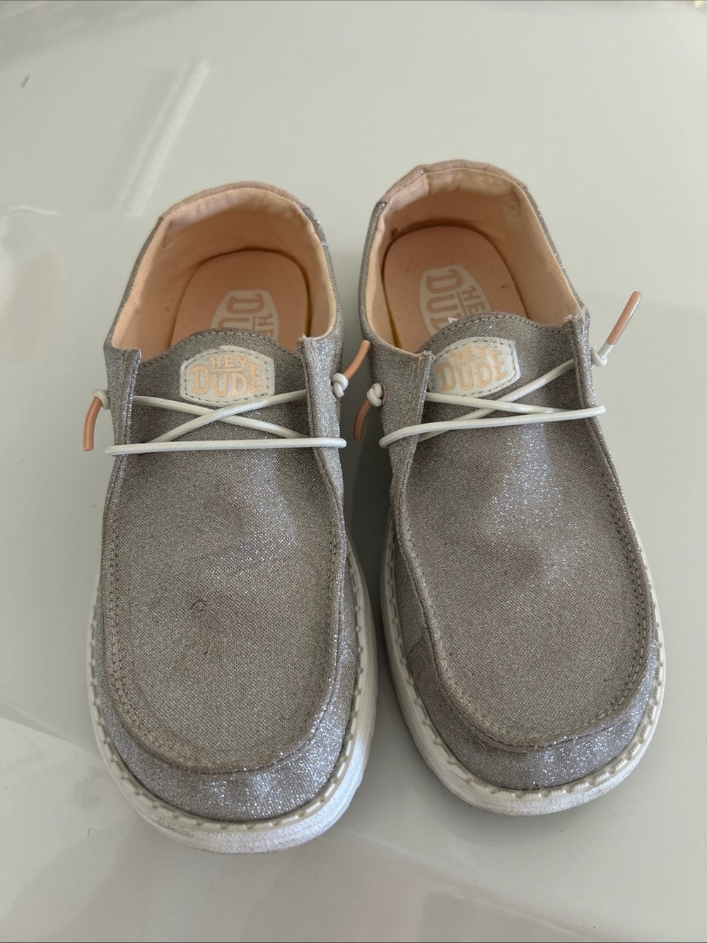 Hey Dude Women's Sparkle Silver Slip-On Shoes